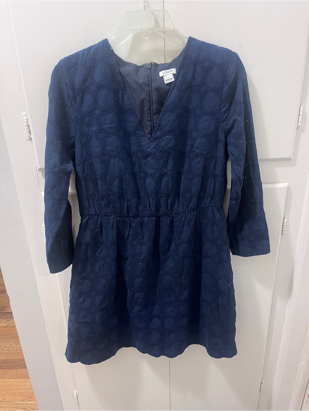 J. Crew Navy Eyelet V-Neck Casual Dress size 8